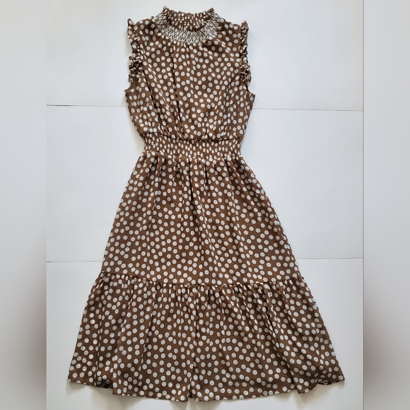 J. Crew Dresses & Skirts - NWT J. Crew Polka Dot Smocked waist sleeveless dress size PXS. Brown and…